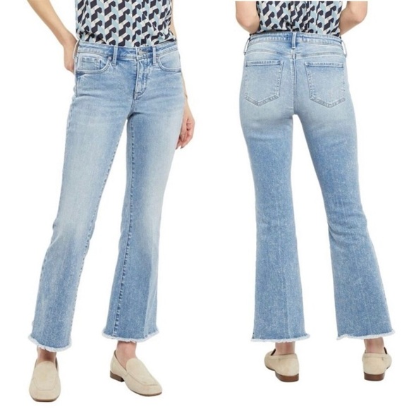 NYDJ Cropped Flare Leg High Waist Ankle Jean in Quinta wash size 6 blue raw hem - Picture 11 of 12